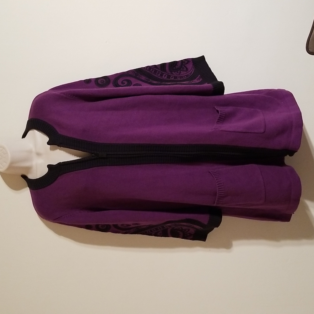 Bob Mackie women's purple wearable art cardigan